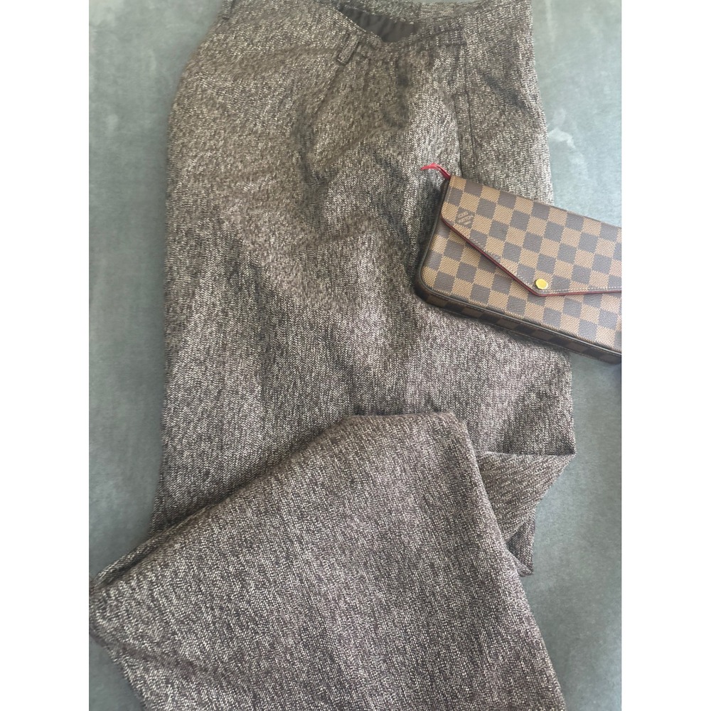 Petite Brown / gold speckles Wool Blend Textured Straight Leg  18WP